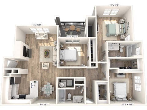 Centerview at Crossroads Amsterdam Floor Plan at Centerview at Crossroads, Raleigh, NC, 27609